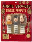 Three Stooges Finger Puppet Set From 1959, in Original Packaging -- Toning & Creasing to Packaging, Plastic Coming Away From Cardboard Backing, Good Condition